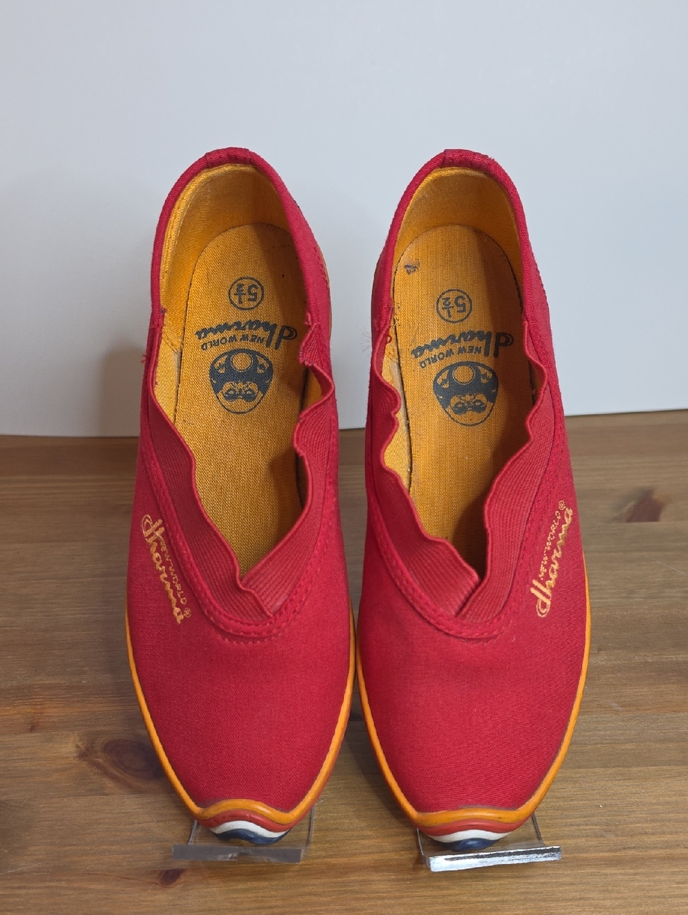 RARE - New World Dharma Red Canvas Slip-On Moccasins